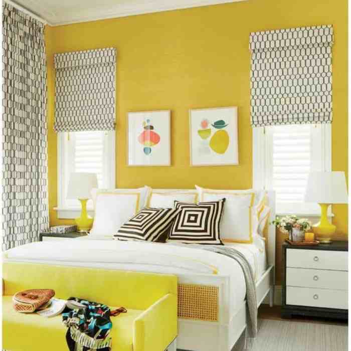 How to decorate a bedroom with yellow walls