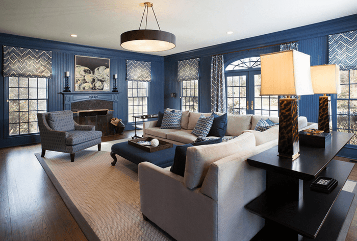 How to decorate a dark blue living room