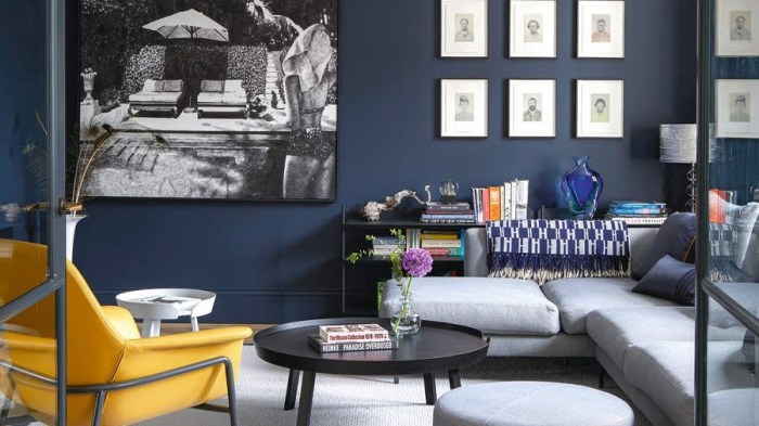 How to decorate a dark blue living room