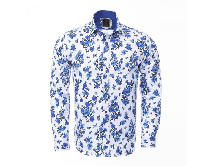 Blue floral dress shirt mens