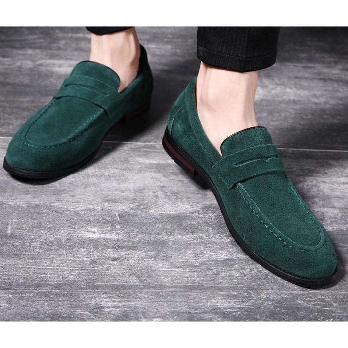 Mens green velvet dress shoes